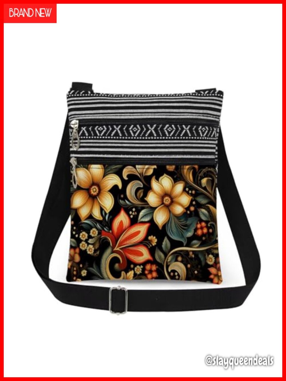 Polyester Crossbody Bag Adjustable Strap Double Zipper Everyday Travel
